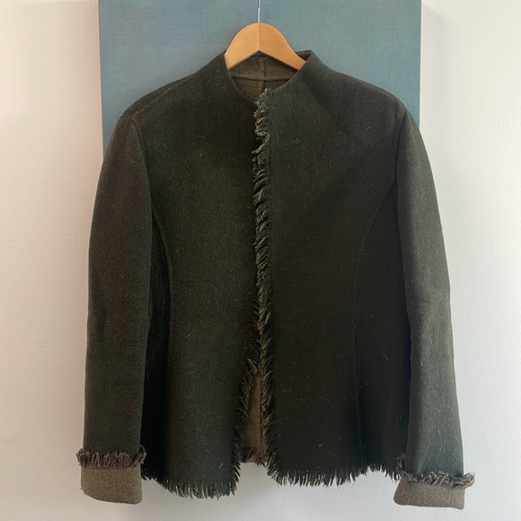 🌿 Lafayette 148 New York Wool Jacket & Skirt Set – Size 8 -Two-Tone Olive Green - Picture 7 of 7